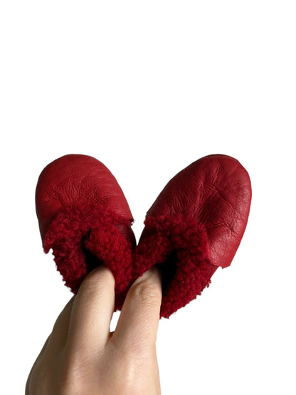 Red lambskin booties