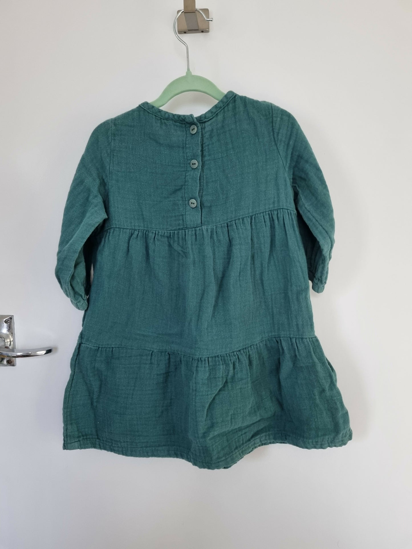 Nature Baby Long Sleeve Muslin Dress | Green | Size 1