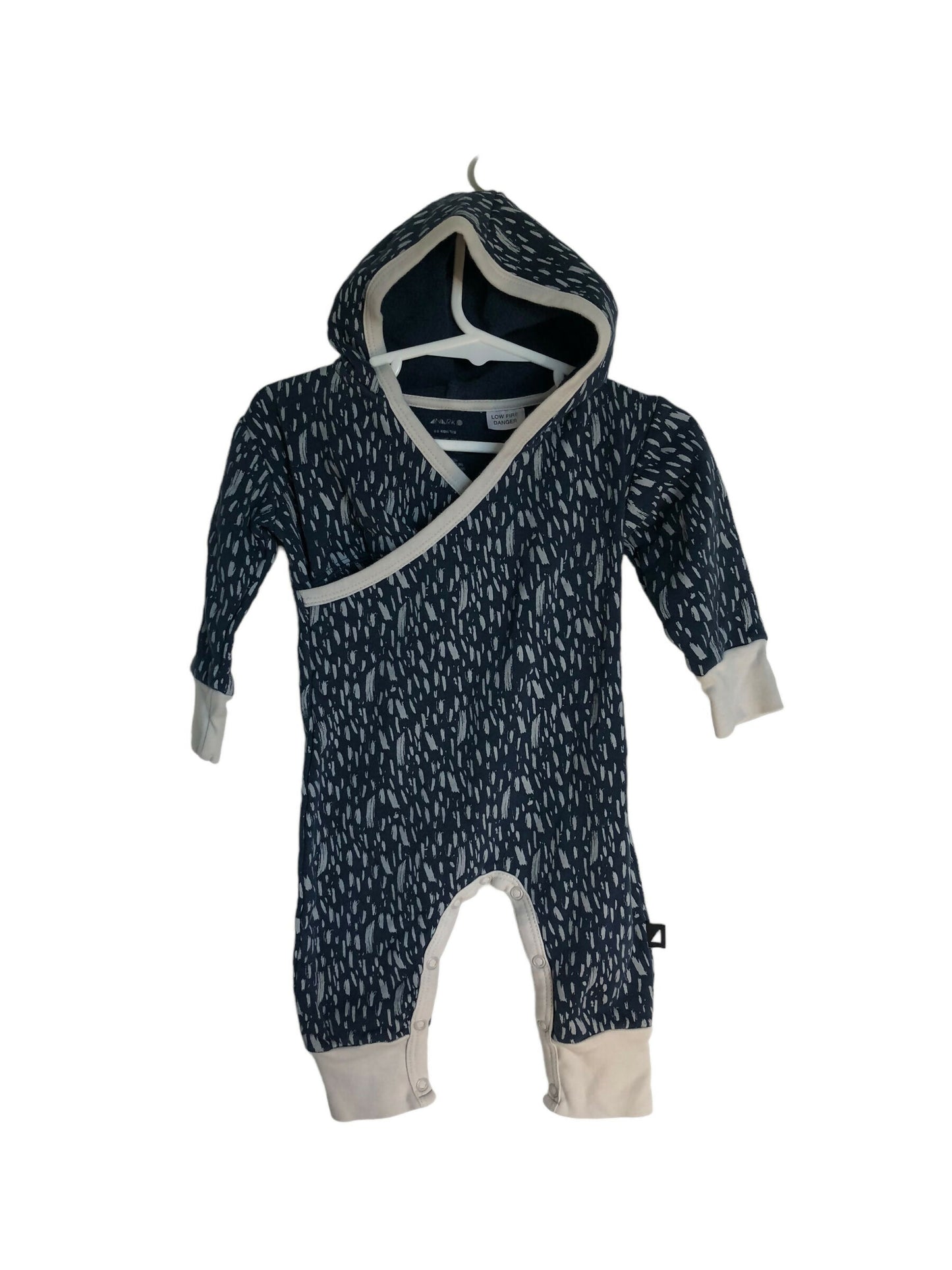 ANARKID - Navy Hooded Onesie - Age 3-6 Months