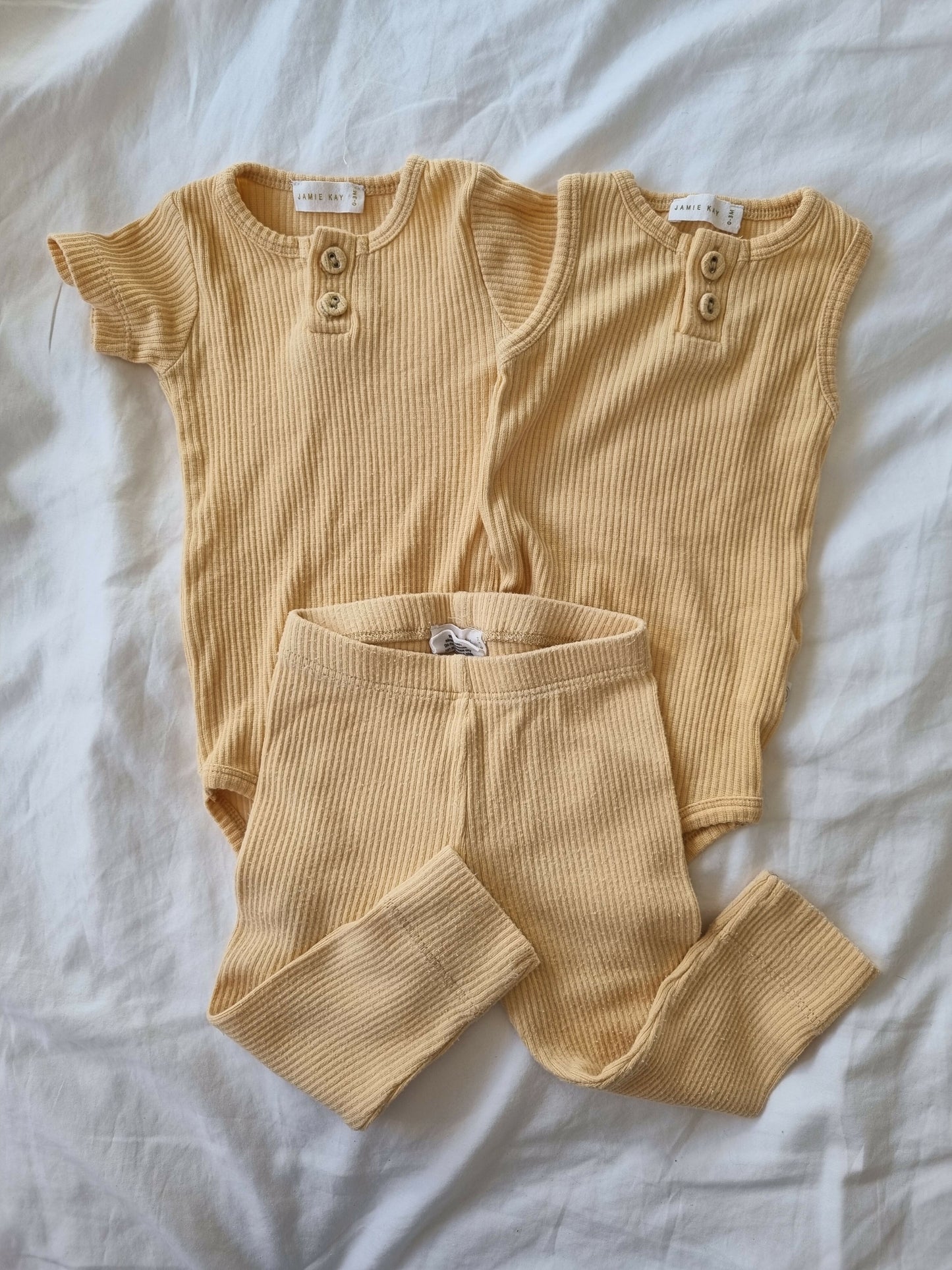 Jamie Kay Ribbed Bodysuit Legging Bundle | Honey Peach |Size 0-3m