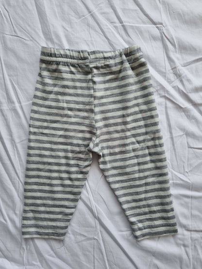 Mokopuna Merino Leggings | Grey Stripes | Size 00