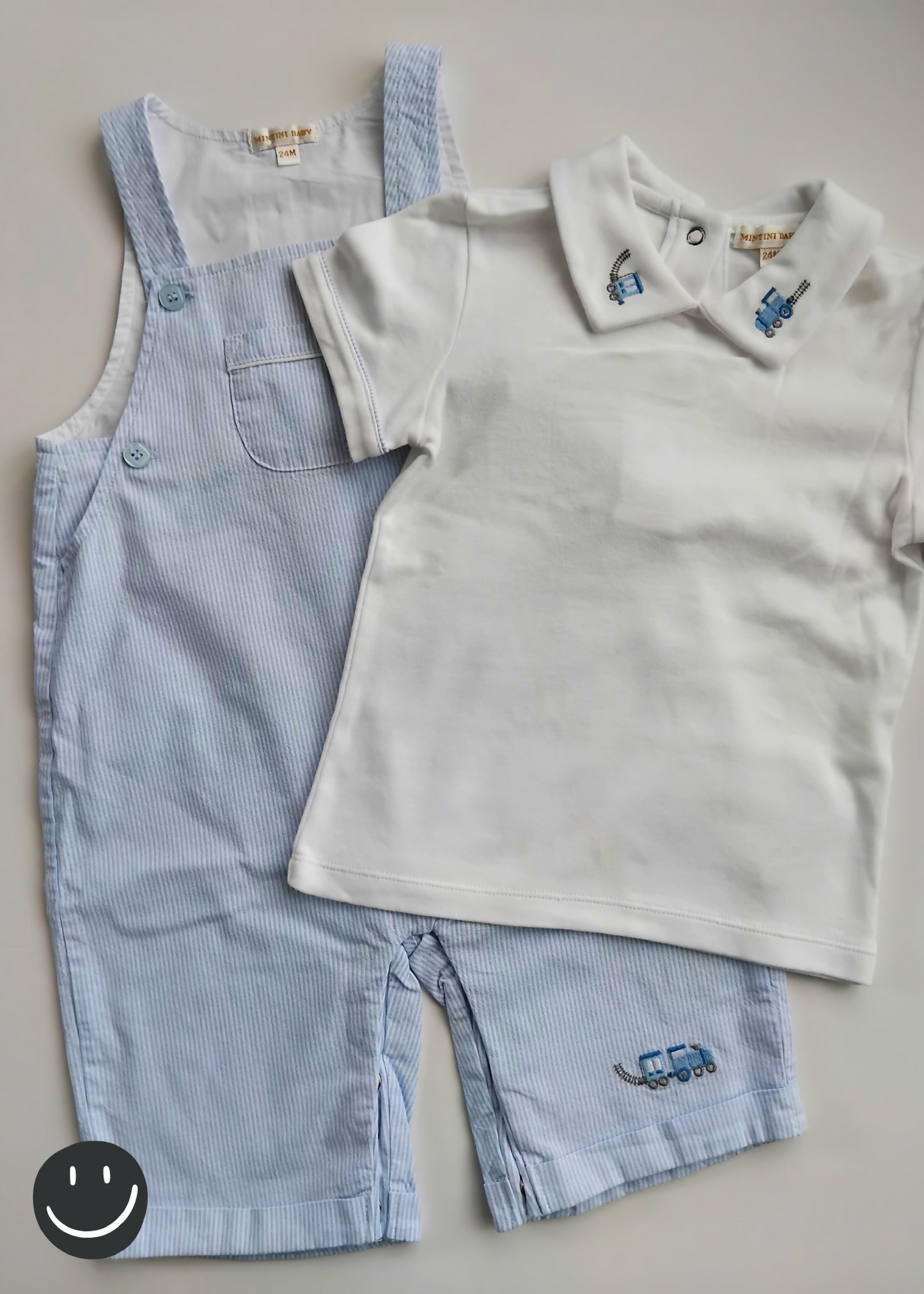 Mintini Baby Overalls Set - Trains | Size 18-24 months