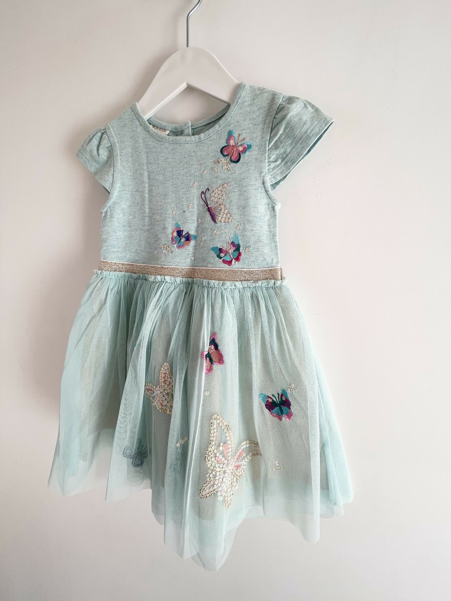 Monsoon butterfly dress, size 18-24m