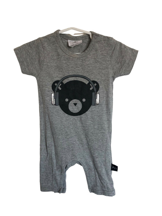 HUXBABY - Head Phones Bear Romper - Age 3-6 Months