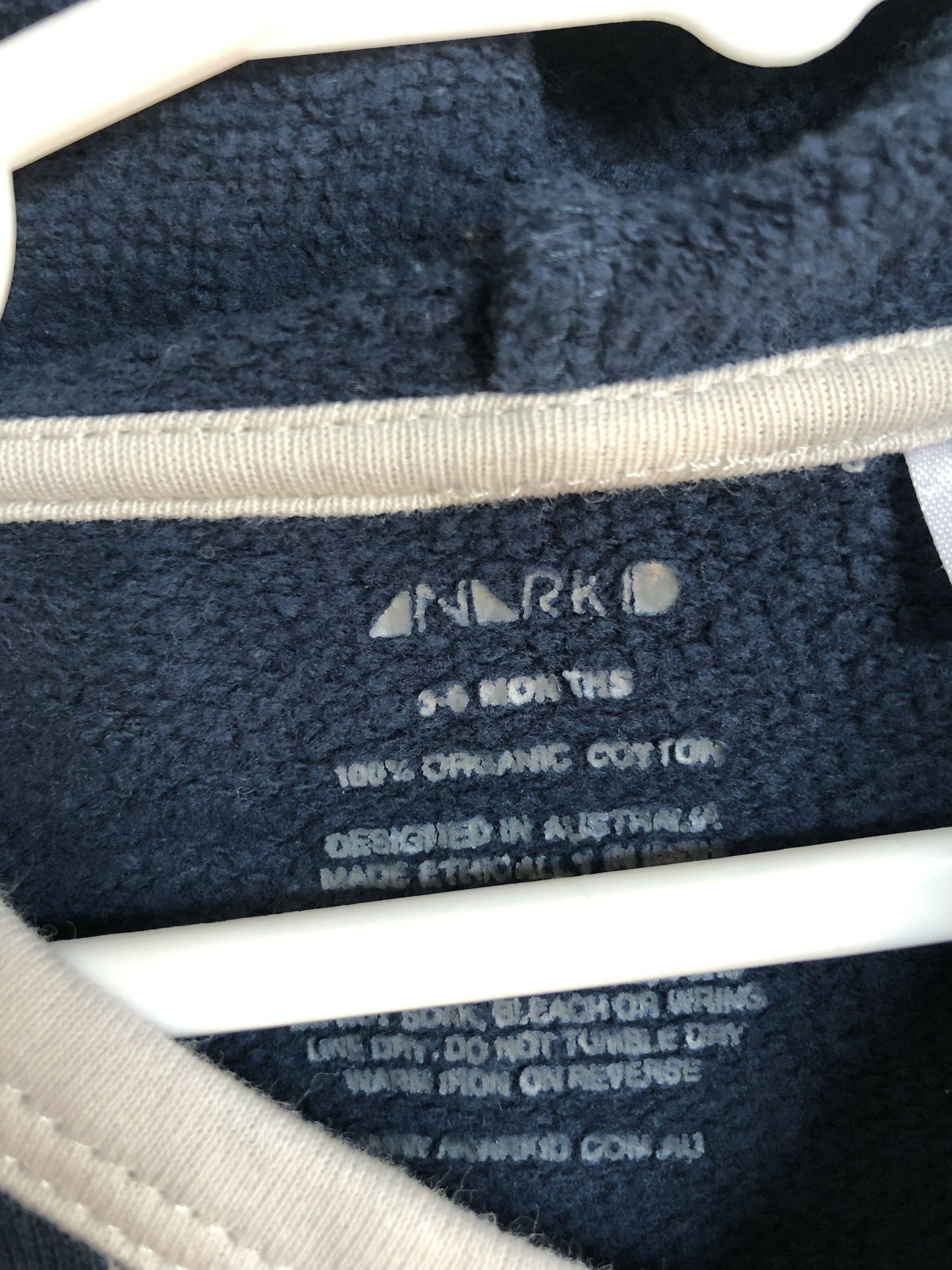 ANARKID - Navy Hooded Onesie - Age 3-6 Months