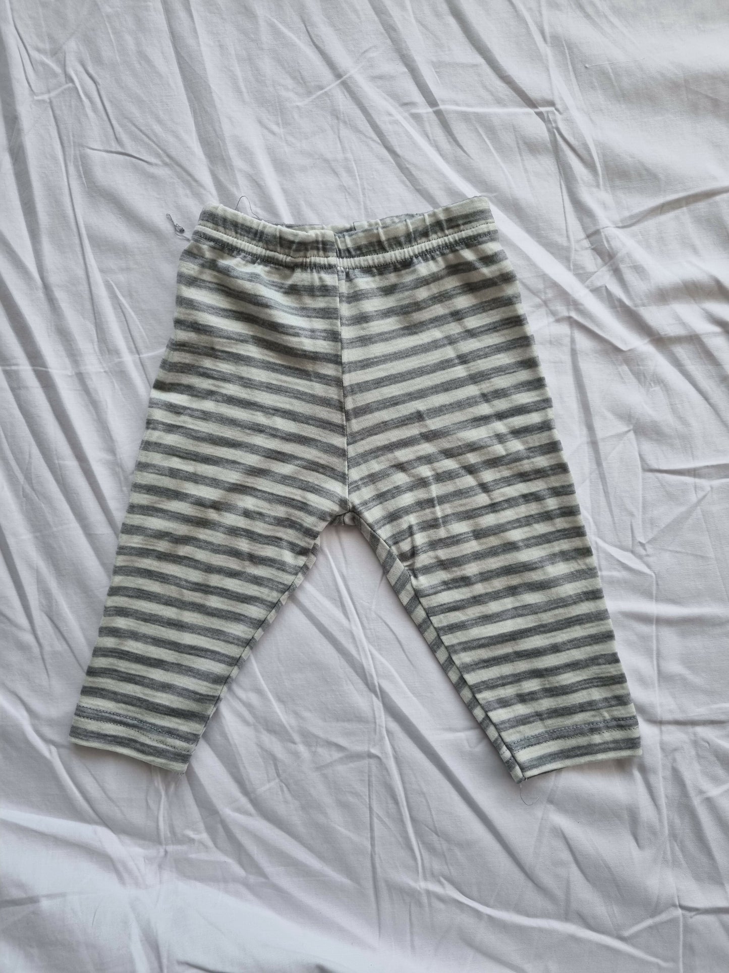 Mokopuna Merino Leggings | Grey Stripes | Size 00