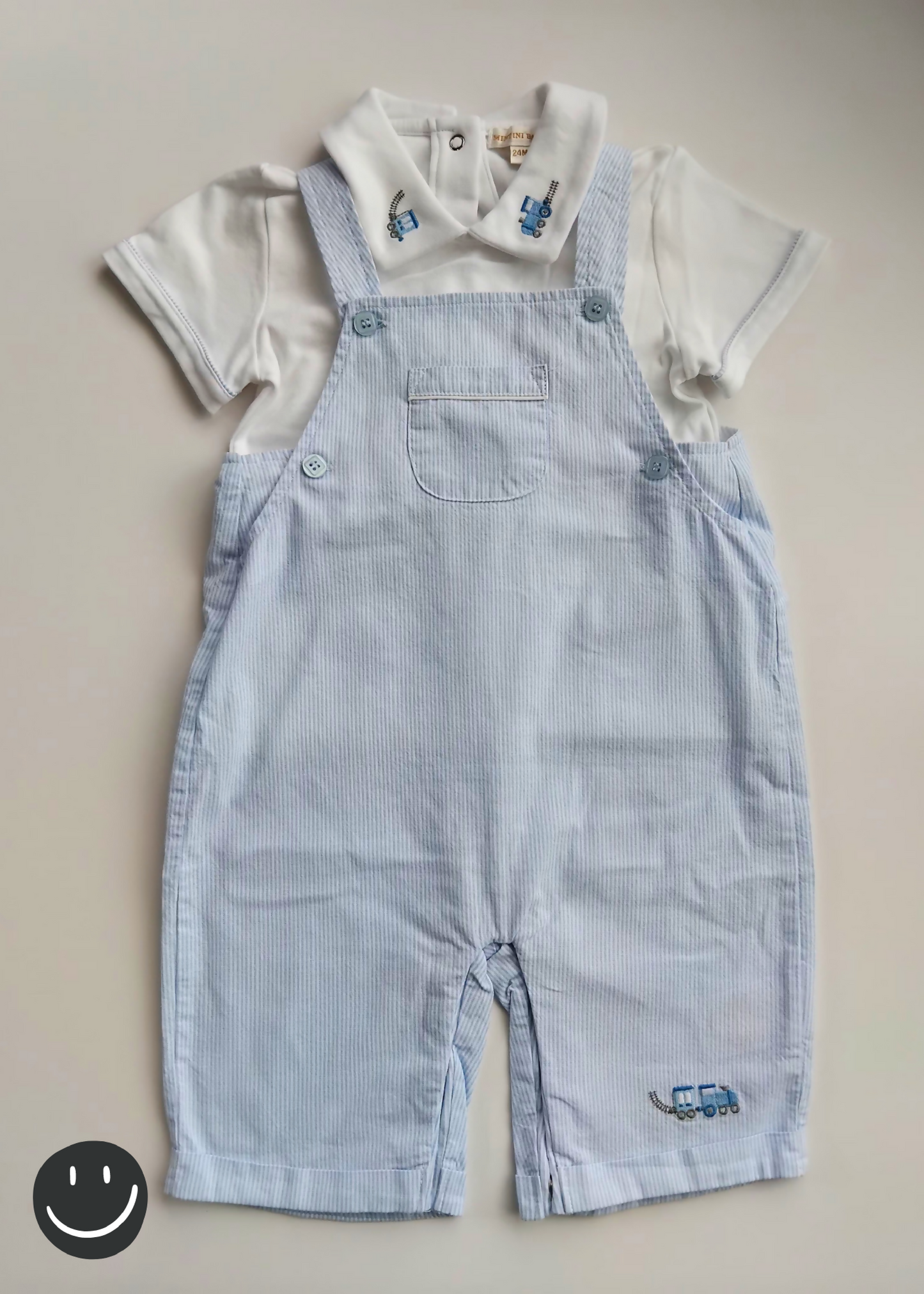 Mintini Baby Overalls Set - Trains | Size 18-24 months