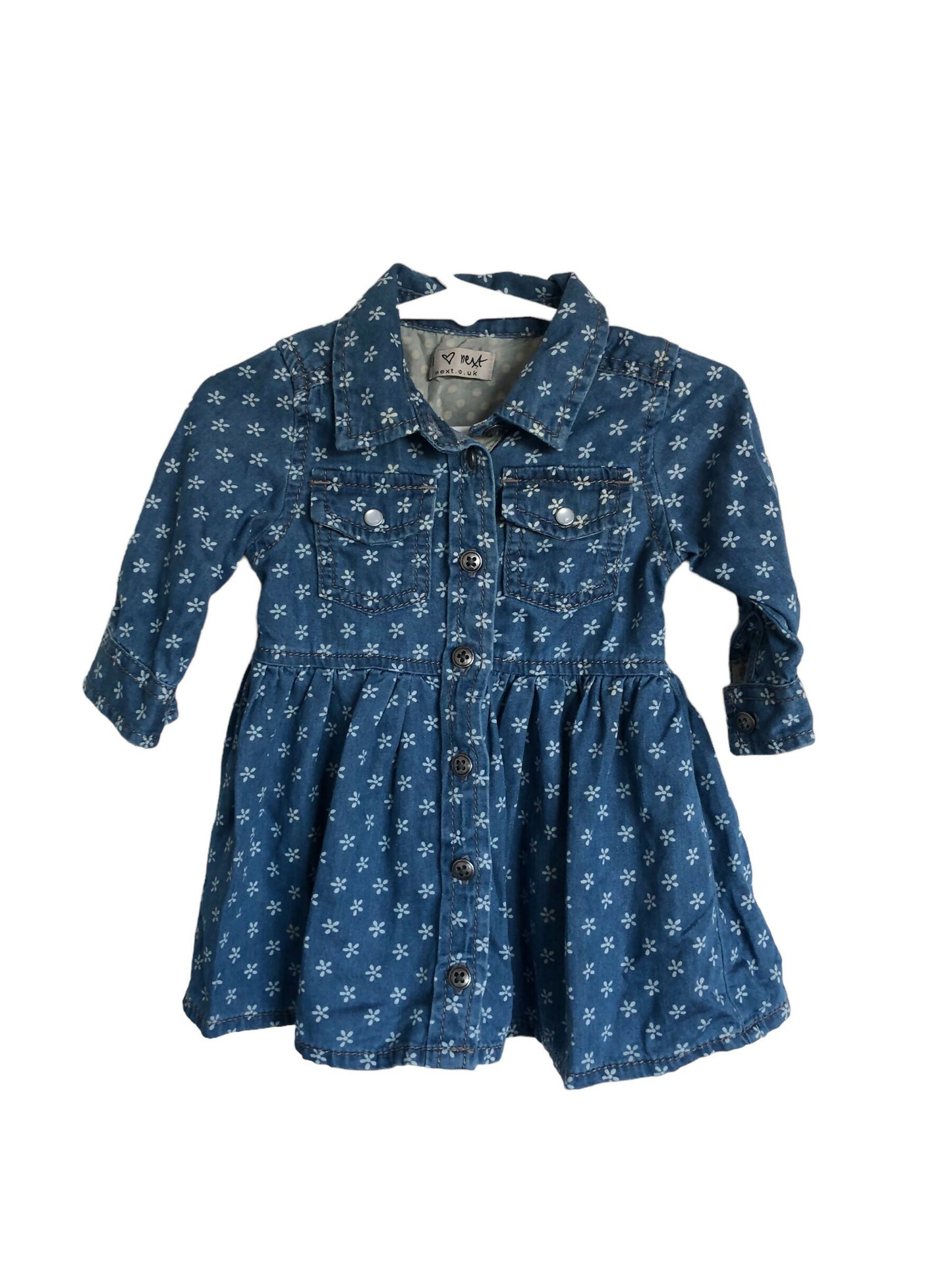 NEXT - Chambray Floral Shirt Dress - Age 3-6 Months