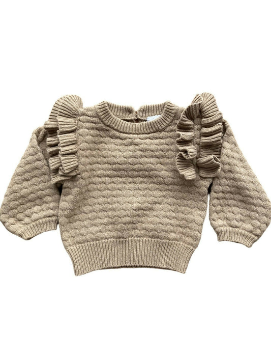 JAMIE KAY CARAMEL CREAM RUFFLE SWEATER (6-12M)